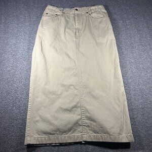 Vintage Gap Long Khaki Skirt Womens 11/12 100% Cotton High Waist Made USA 80s